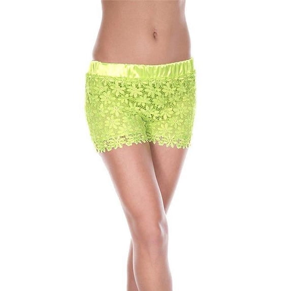 Music Legs Women's 129-NEONGREEN Lace Shorts, Neon Green