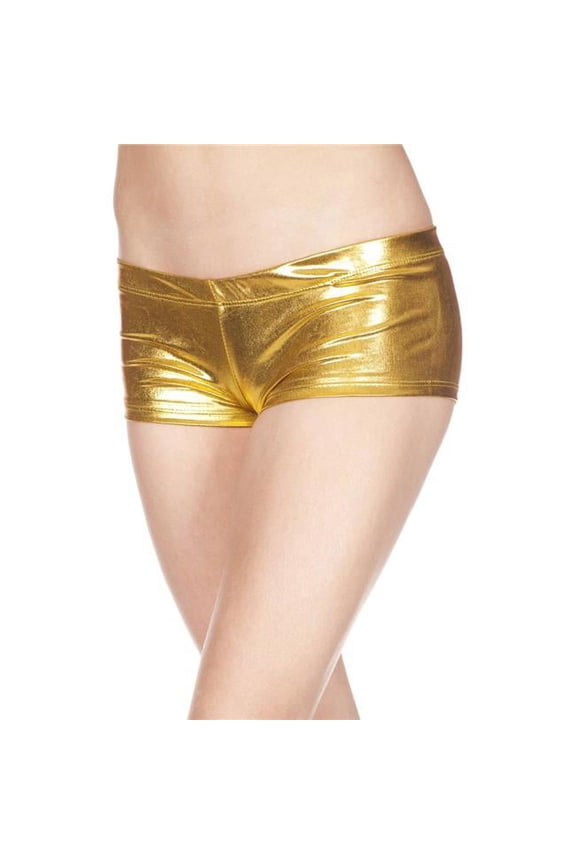 Women's 140-GOLD Metallic Mini Booty Shorts - Gold