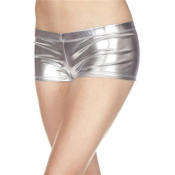 Music Legs Women's 140-SILVER Metallic Mini Booty Shorts - Silver
