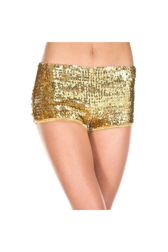 Women's 145-GOLD Sequined Booty Shorts - Gold