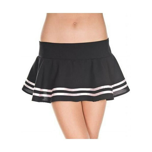 Music Legs Women's 182-BLACK-WHITE Double Striped Wavy Skirt; Black & White 182-BLACK/WHITE