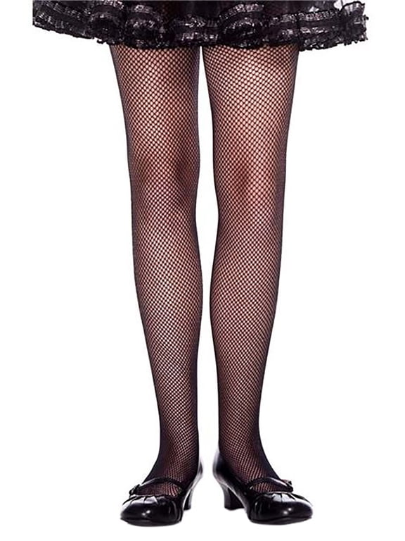 Women's 290-BLACK-L Girls Fishnet Pantyhose, Black - Large