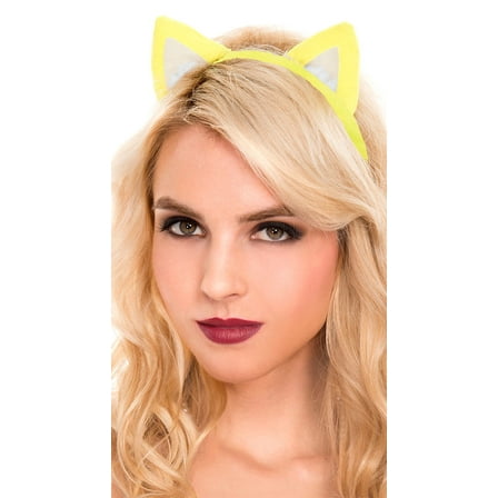 Music Legs Women's 311-NEONYELLOW Cat Ears with Headband - Neon Yellow