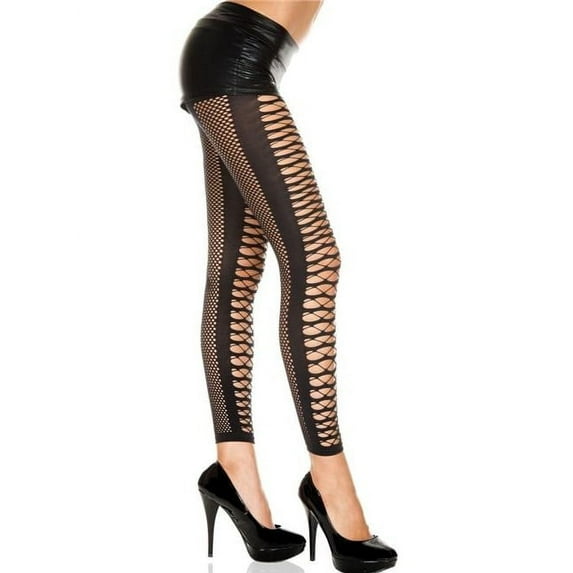Music Legs Women's 35002-BLACK Multi Dimensional Diamond Net Spandex Leggings - Black