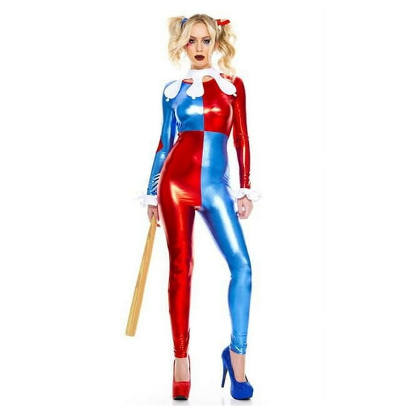 Music Legs Women's 4 Piece Red & Blue Harley Quinn Costume; Extra Small 70908-XS
