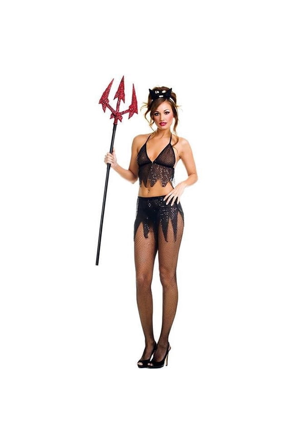 Women's 70093-S-M 3 Piece Black Devil Outfit Costume; Small & Medium 70093-S/M