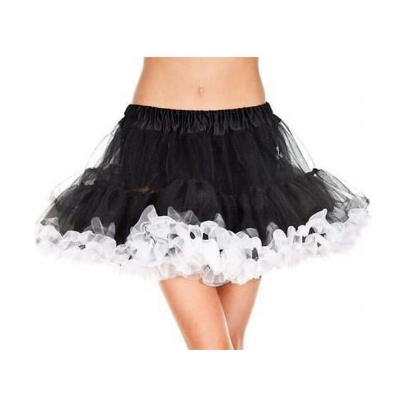 Music Legs Women's 715-BLACK-WHITE Contrast Colored Trim Petticoat; Black & White 715-BLACK/WHITE
