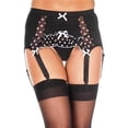 thumbnail image 1 of Music Legs Women's 7727-BLACK-WHITE Polka Dot Mesh Garterbelt, Black & White, 1 of 1