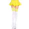 thumbnail image 1 of Music Legs Women's Acrylic Thigh High Socks with Striped Top 4245-WHITE/YELLOW, 1 of 1