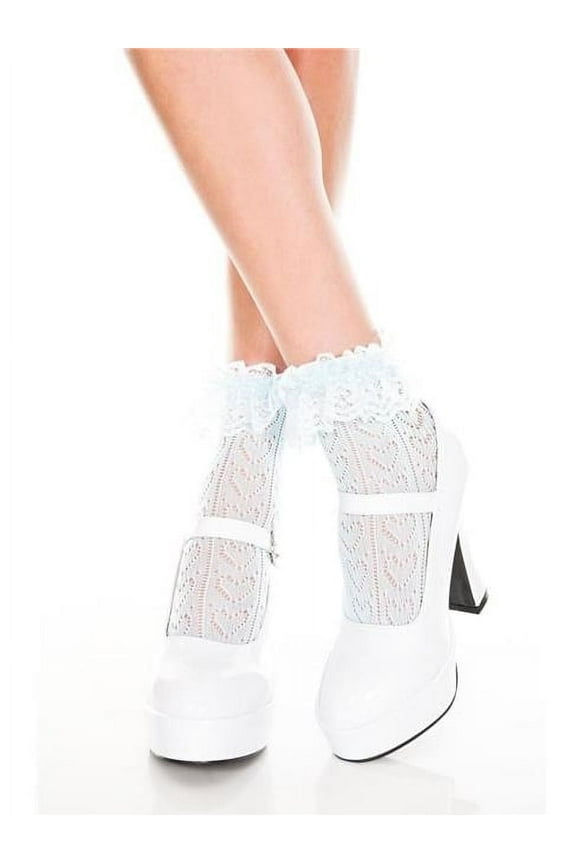 Women's Ankle Socks with Ruffle Trim 515-BABYBLUE