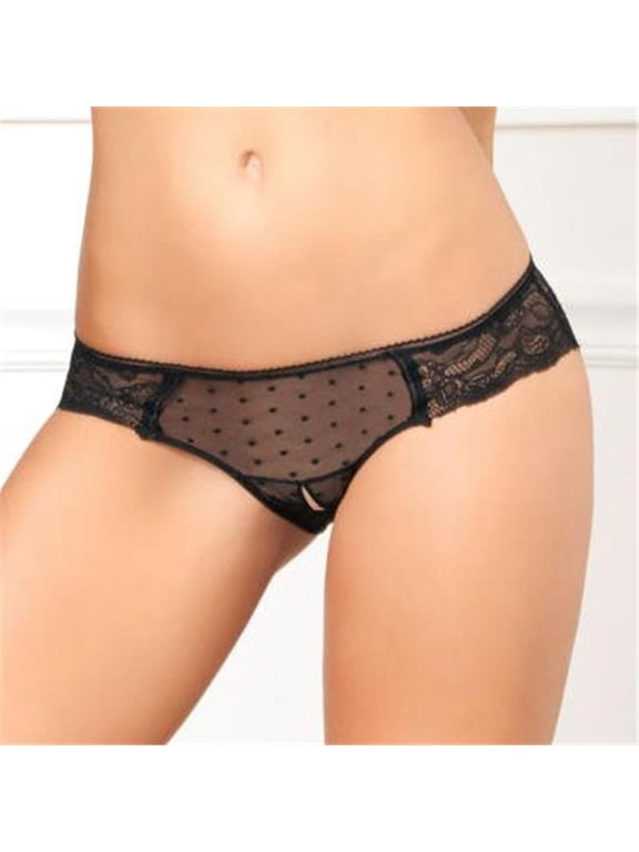 Women's Back button crotchless lace panty, Style 10025