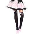 thumbnail image 1 of Music Legs Women's Bow and pearl chain thigh hi 4655-BLACK/WHITE, 1 of 1