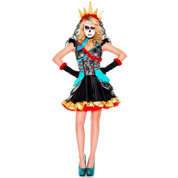Music Legs Women's Day Of The Dead Darling Costume, Sexy Day Of The Dead Darling Costume