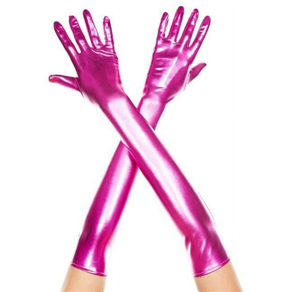 Music Legs Women's Extra Long Metallic Gloves Adult Costume Accessory Metallic Fuchsia