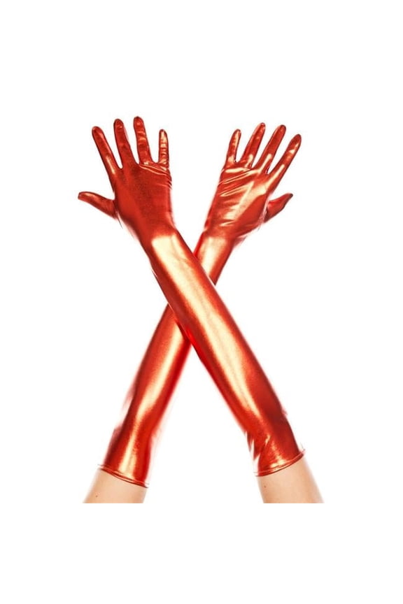 Women's Extra long metallic gloves 457-RED