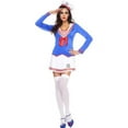 thumbnail image 1 of Music Legs Women's GTIN 3 Piece Red Trim & Stripe Long Sleeve with Matching Pleated Skirt Costume; Extra Large 70468-XL, 1 of 1