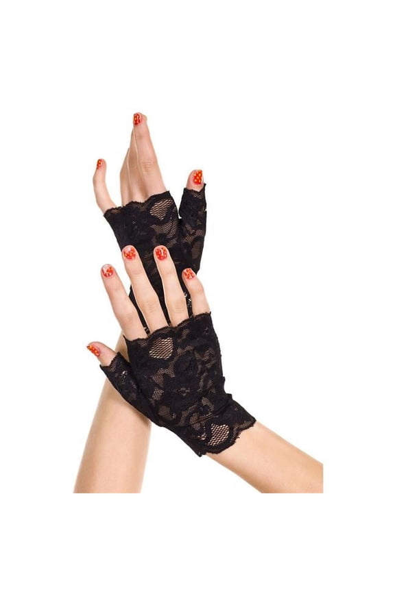 Women's Lace fingerless gloves 416-BLACK