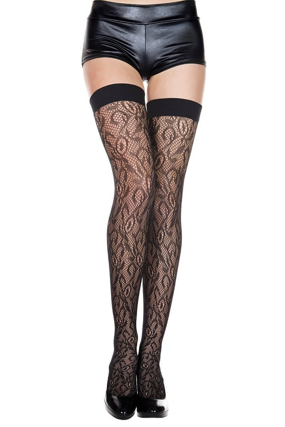Women's Lace thigh hi 4729-BLACK