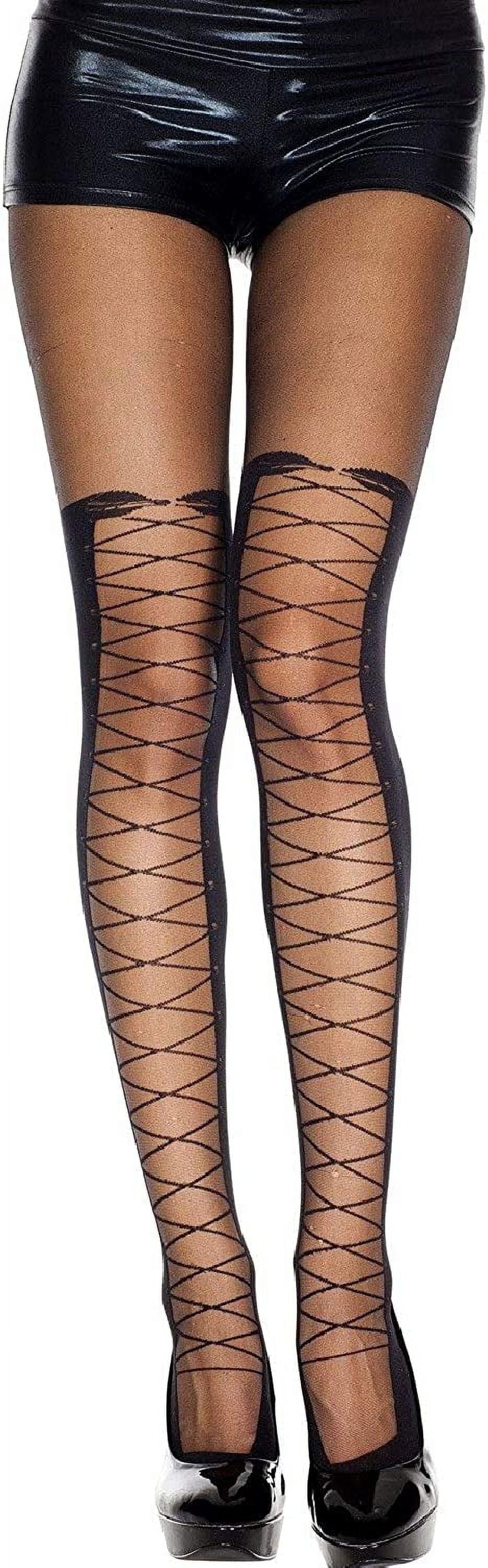 pantyhose looking up Music Legs Women's Lace up thigh hi look spandex pantyhose - Walmart.com