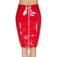 thumbnail image 1 of Music Legs Women's Latex zip up pencil skirt 189-RED, 1 of 1