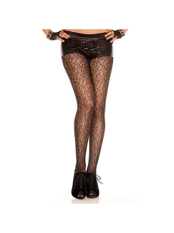 Women's Leopard Fishnet Spandex Pantyhose; Black 50015-BLACK