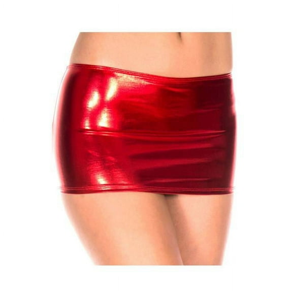 Music Legs Women's Metallic Mini Skirt; Red 156-RED