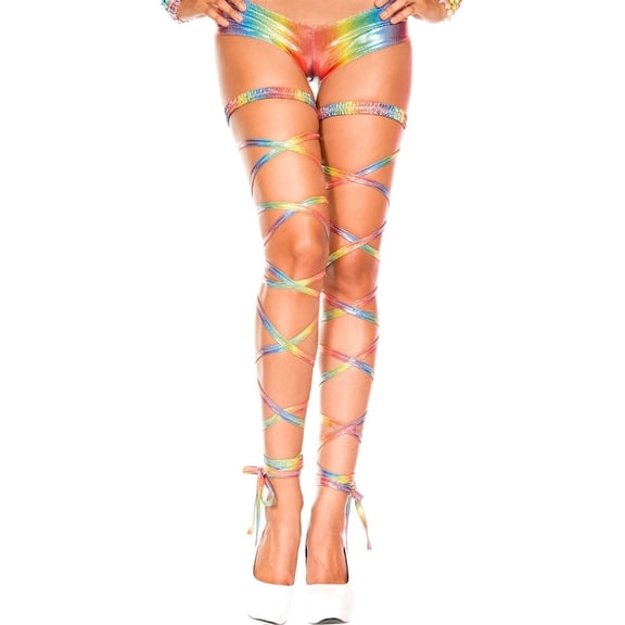 Music Legs Women's Metallic Rainbow Leg Wraps Rainbow One Size Fits Most