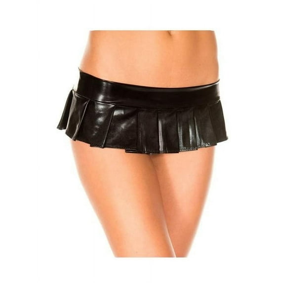 Music Legs Women's Metallic pleated micro mini skirt 152-BLACK