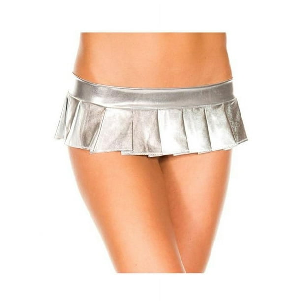 Music Legs Women's Metallic pleated micro mini skirt 152-SILVER