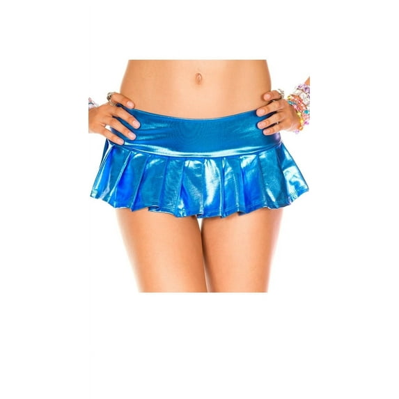 Music Legs Women's Metallic pleated mini skirt 153-TURQUOISE