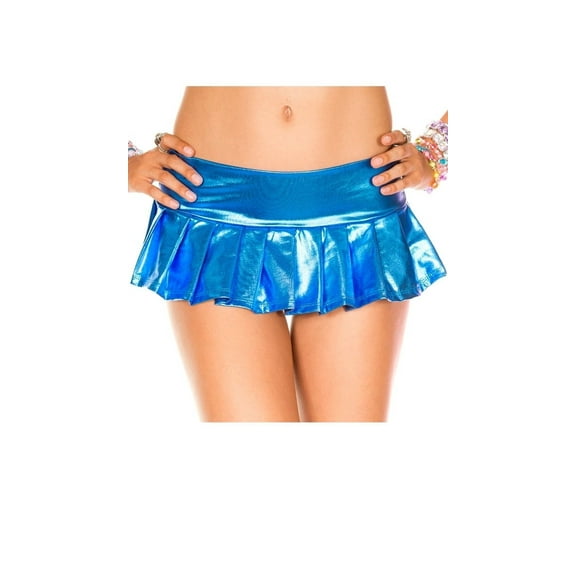 Music Legs Women's Metallic pleated mini skirt 153-TURQUOISE
