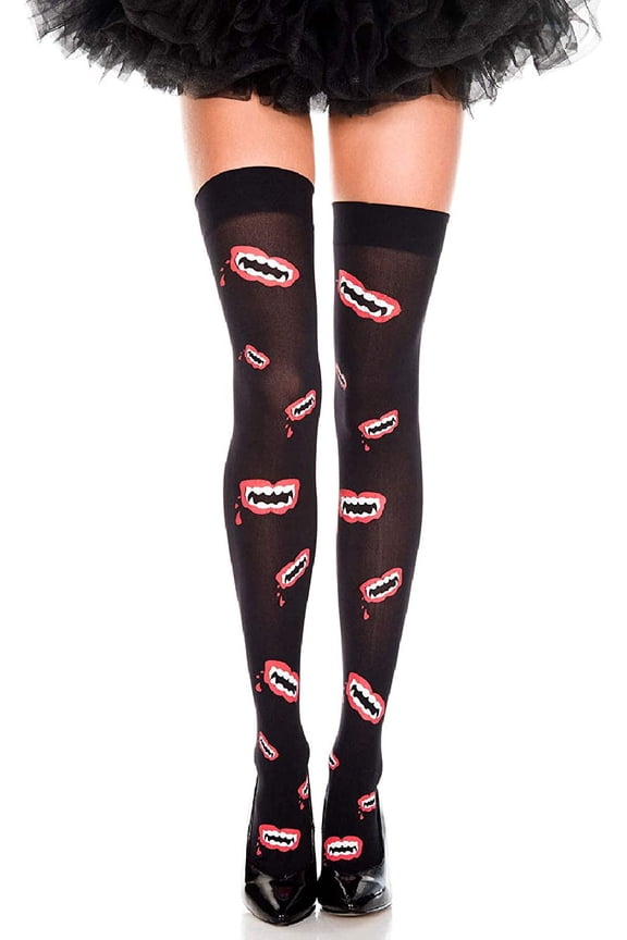 Women's Mouth print thigh hi