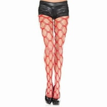 Music Legs Women's Multi strands big diamond net seamless spandex pantyhose 5042-RED