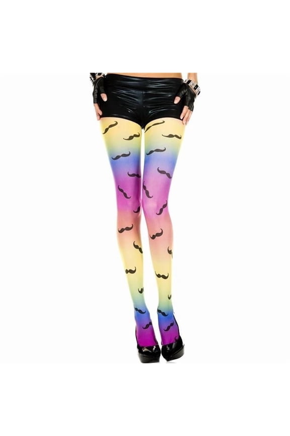 Women's Mustache rainbow tights