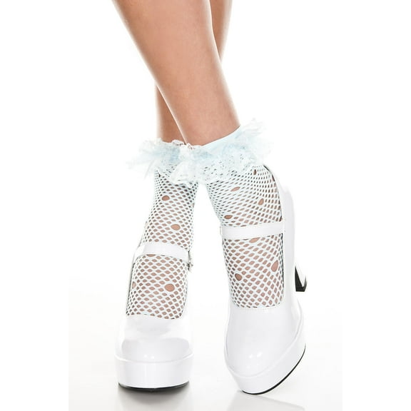 Music Legs Women's Net pattern anklet with ruffle trim, Style 517