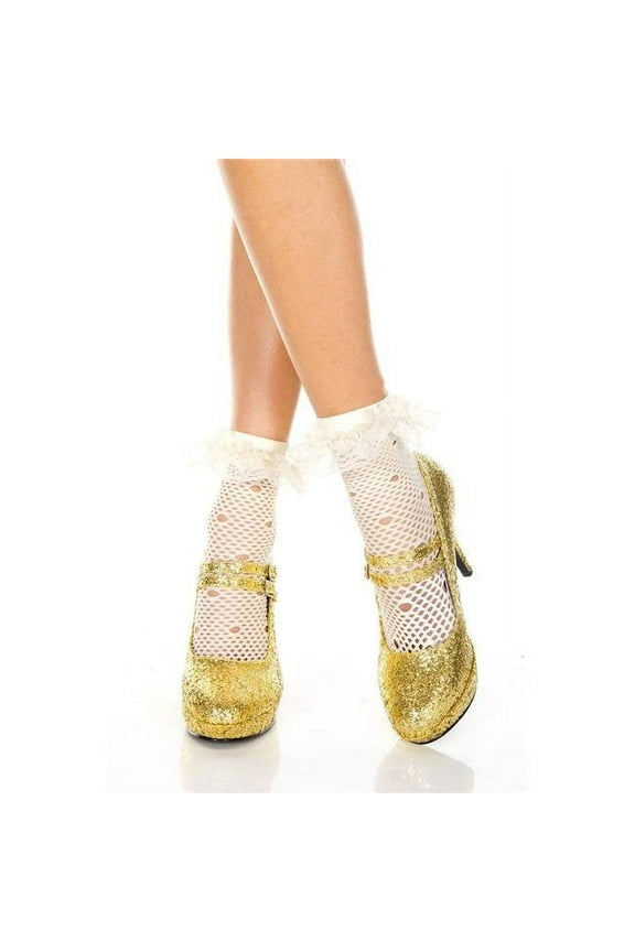 Women's Net pattern anklet with ruffle trim, Style 517