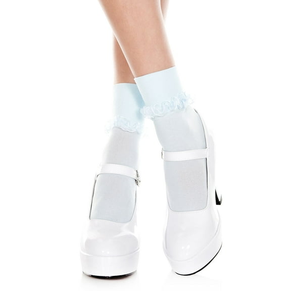 Music Legs Women's Nylon Ankle Socks, Baby Blue