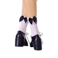 thumbnail image 1 of Music Legs Women's Opaque Anklet With Bow, School Girl Socks 542-WHI/BLK, 1 of 1