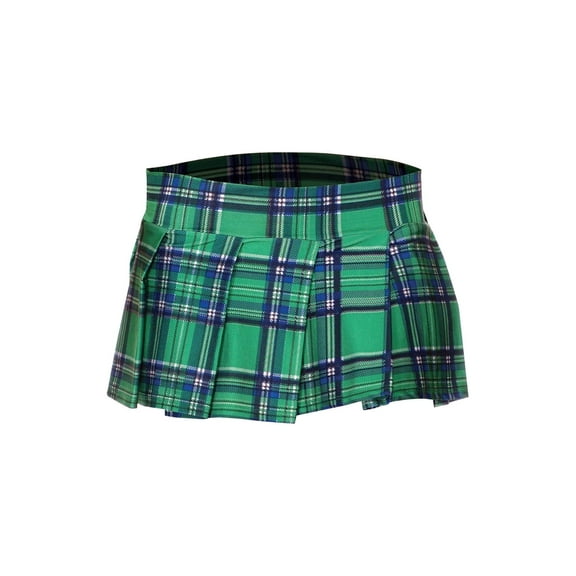 Music Legs Women's Plaid Pleaded Skirt - Style 25074-GREENPLDML 25074-GREENPLDM/L