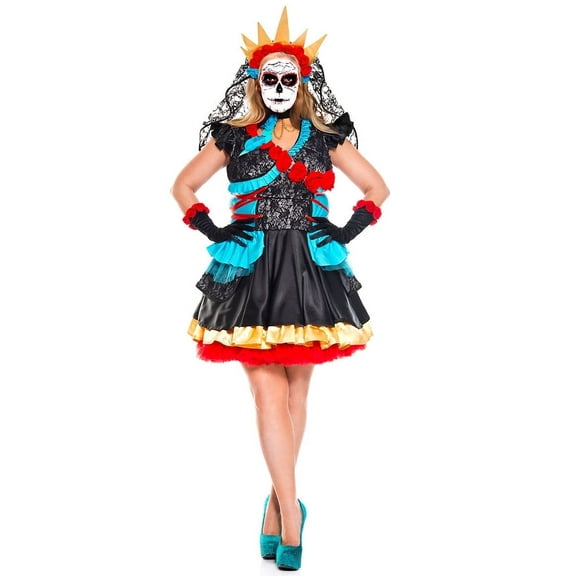 Music Legs Women's Plus Size Day Of The Dead Darling Costume