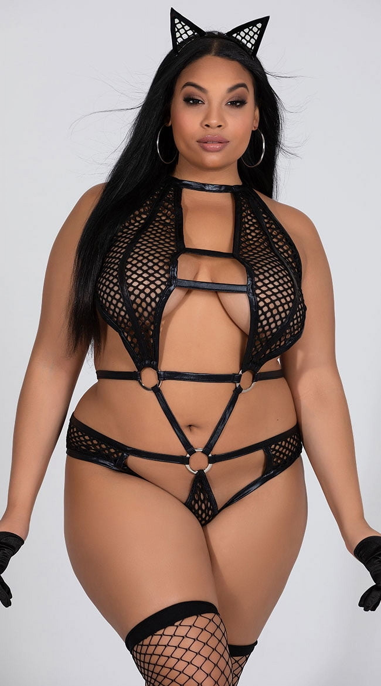 Music Legs Women's Plus Size Frisky Kitty Bodysuit