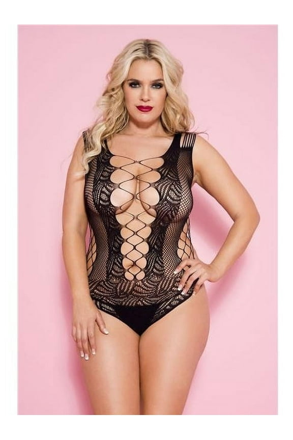 Women's Plus Size Net And Lace Teddy