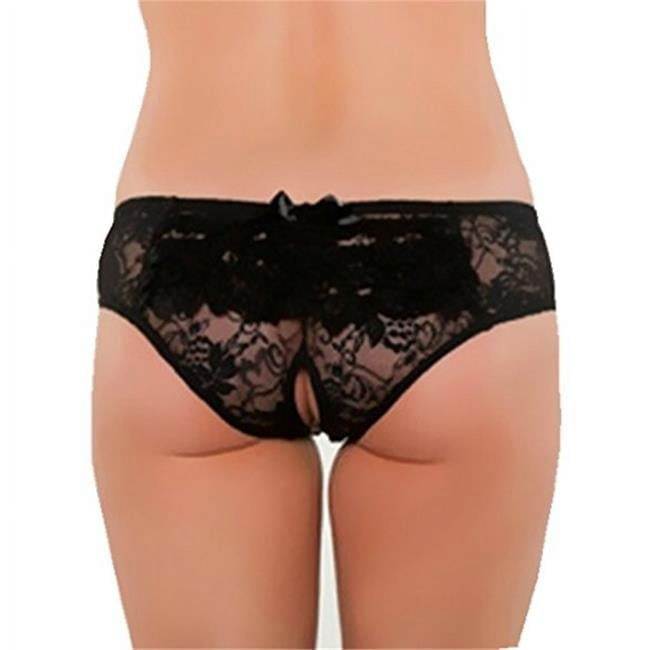 Music Legs Women's Plus size back button crotchless lace panty 10025Q-1X2X