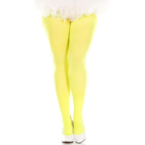 Music Legs Women's Plus size opaque tights 747Q-NEONYELLOW