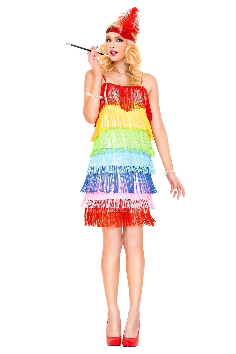 Music Legs Women's Rainbow Fringe Flapper 70675-ML - Walmart.com