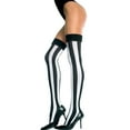 thumbnail image 1 of Music Legs Women's Rubies Costume Co Opaque Vertical Striped Thigh Highs Black/White One Size Fits Most 4219-BLACK/WHITE, 1 of 1