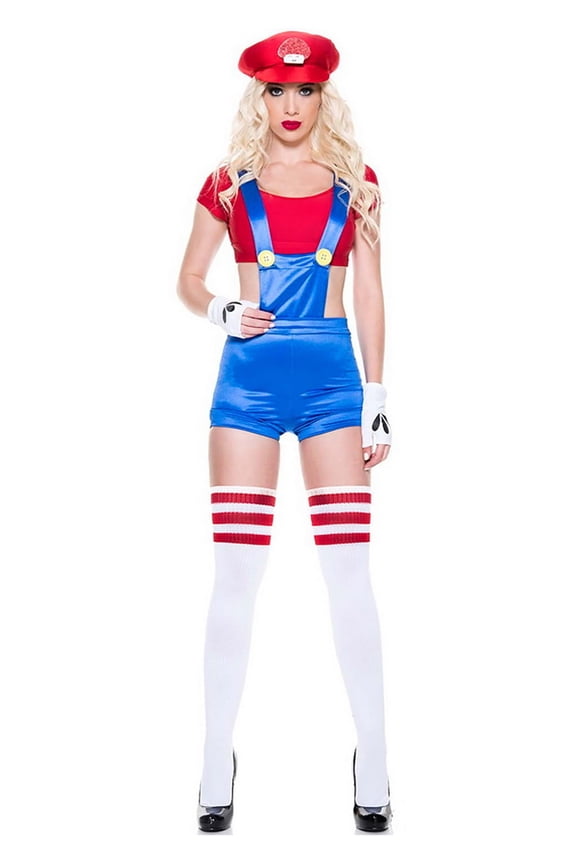 Women's Sassy Red Plumber Costume 70995-RED-SM