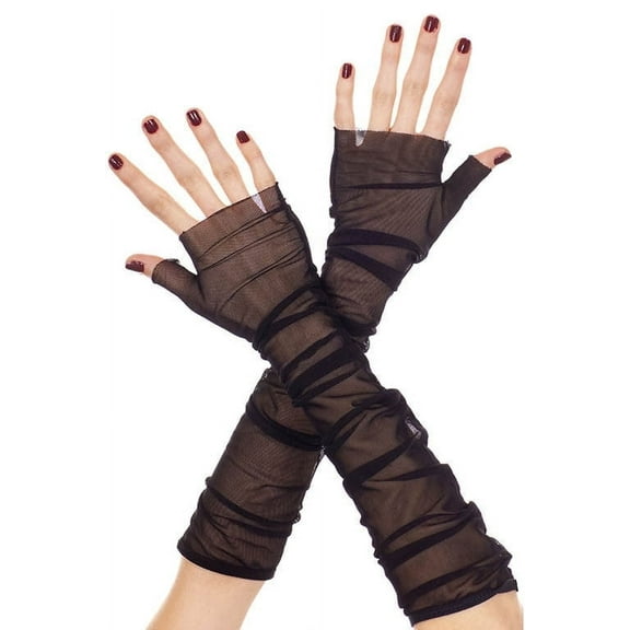 Music Legs Women's Soft mesh fingerless gloves 473-BLACK