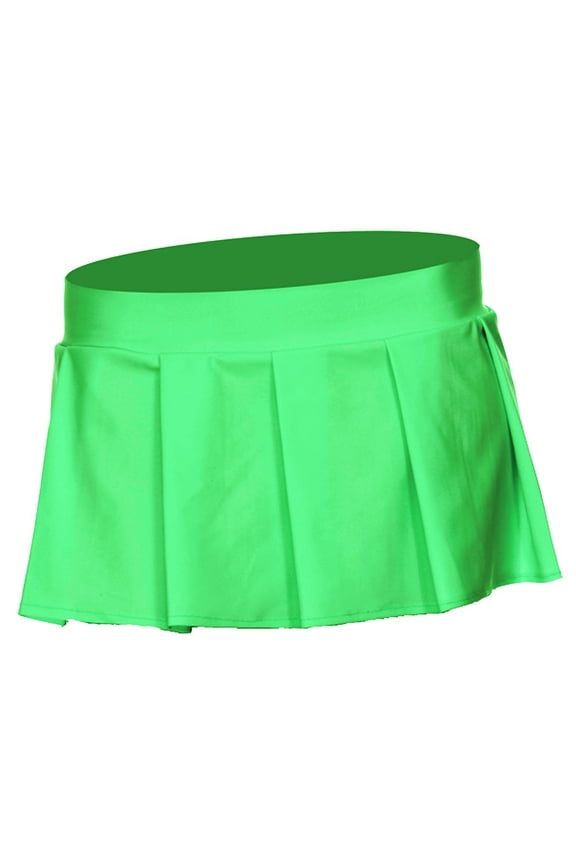 Women's Solid Color Pleated Mini Skirt Adult Clothing Neon Green - Medium/Large 25075-NEONGREENM/L