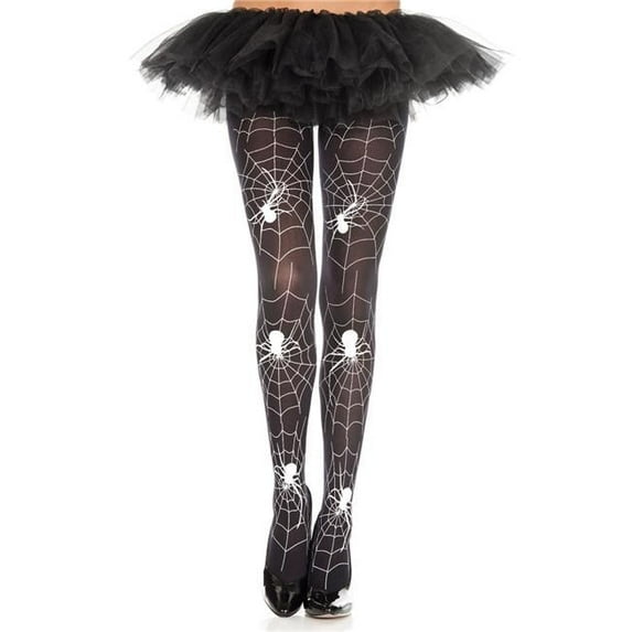 Music Legs Women's Spider and Web Black White Print Pantyhose